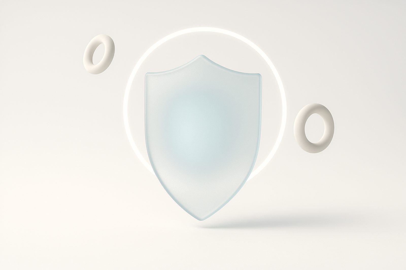 Abstract artwork: a frosted glass shield in soft blue light